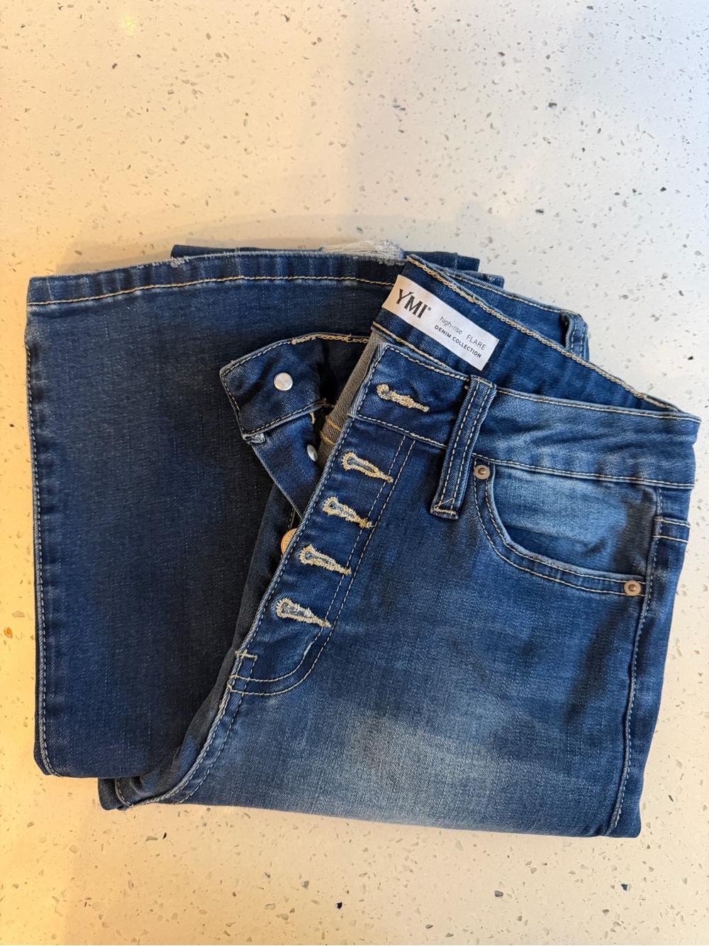 YMI Dark Blue High-Rise Button-Fly Jeans